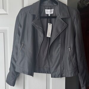cupcakes & cashmere Charcoal Gray Leather Moto Jacket
